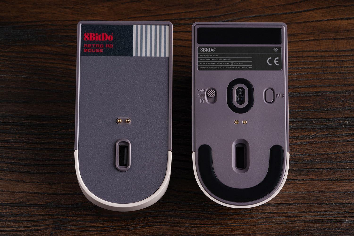 image8BitDo Retro R8 Mouse with Charging Dock PAW 3395 Optical Sensor DPI 26000 Wireless Mouse with 4K Polling Rate Programmable Buttons and Kailh Sword GM X Micro Switches N Edition