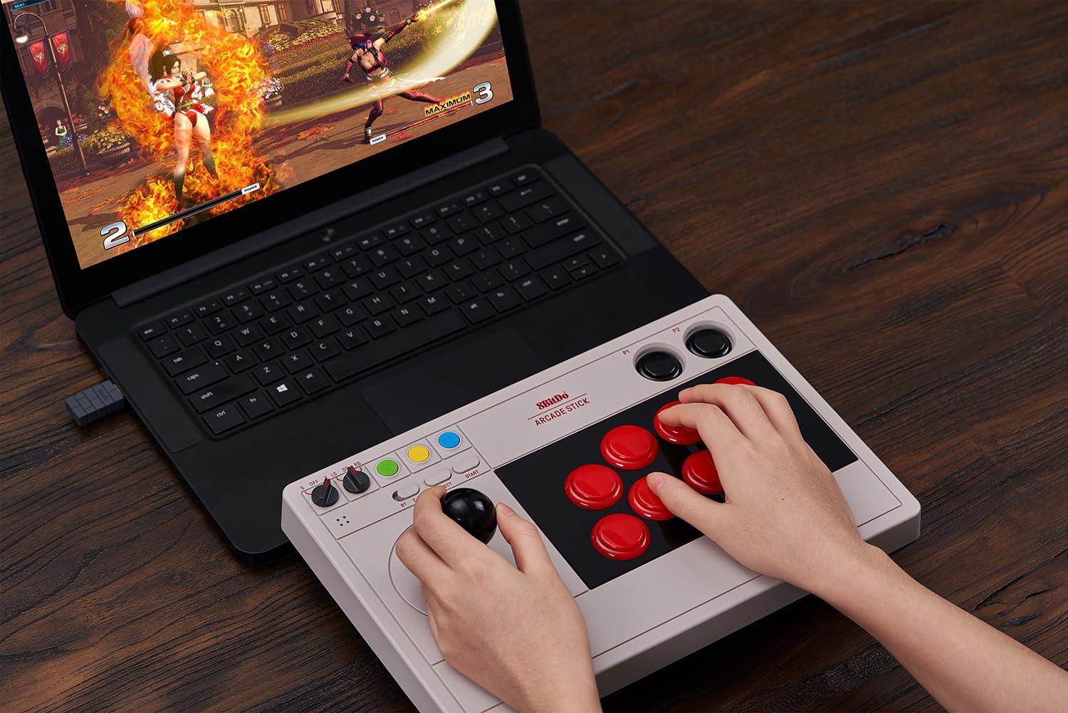 image8Bitdo Arcade Stick for Switch ampamp Windows Arcade Fight Stick Support Wireless Bluetooth 24G Receiver and Wired ConnectionArcade Stick