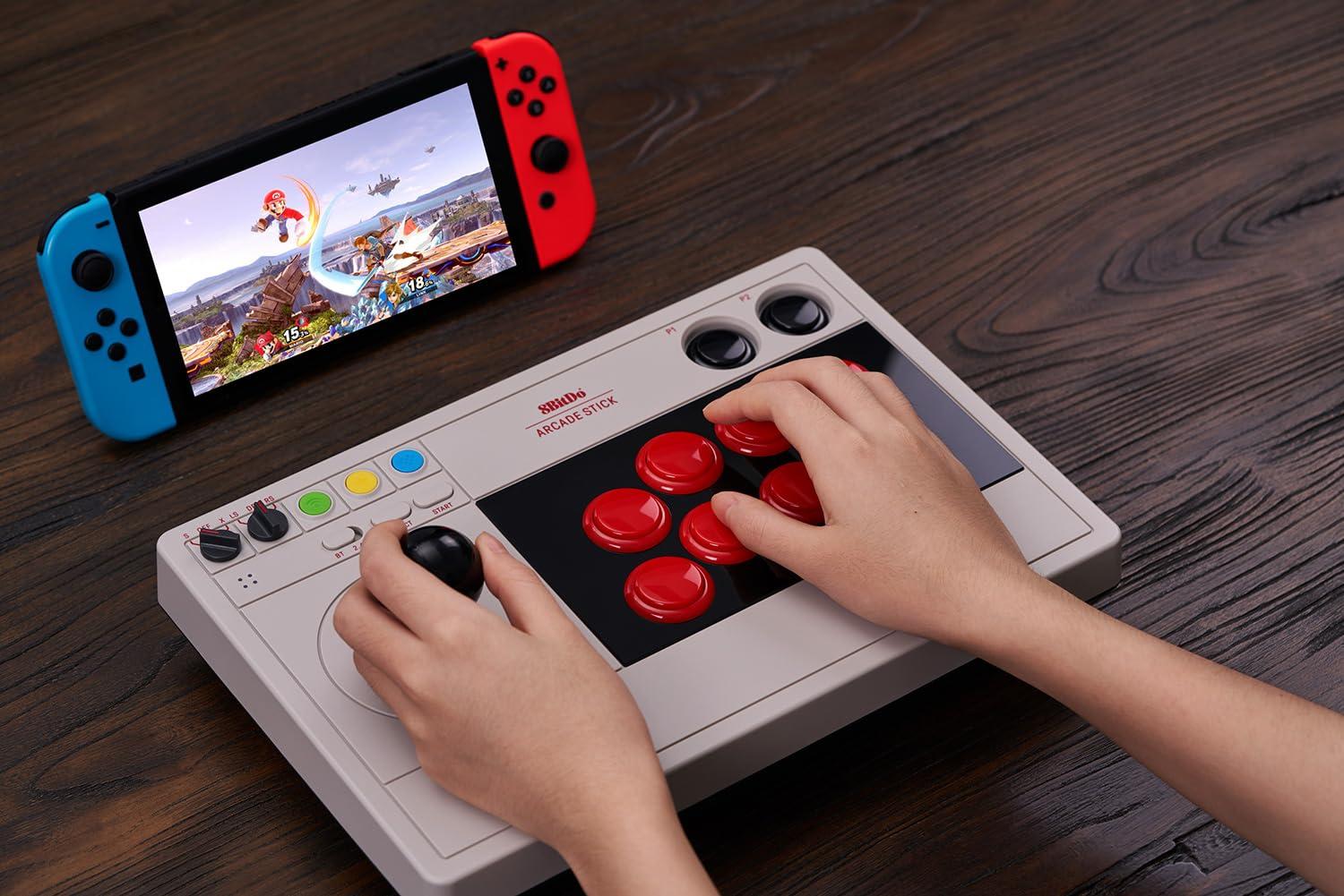 image8Bitdo Arcade Stick for Switch ampamp Windows Arcade Fight Stick Support Wireless Bluetooth 24G Receiver and Wired ConnectionArcade Stick
