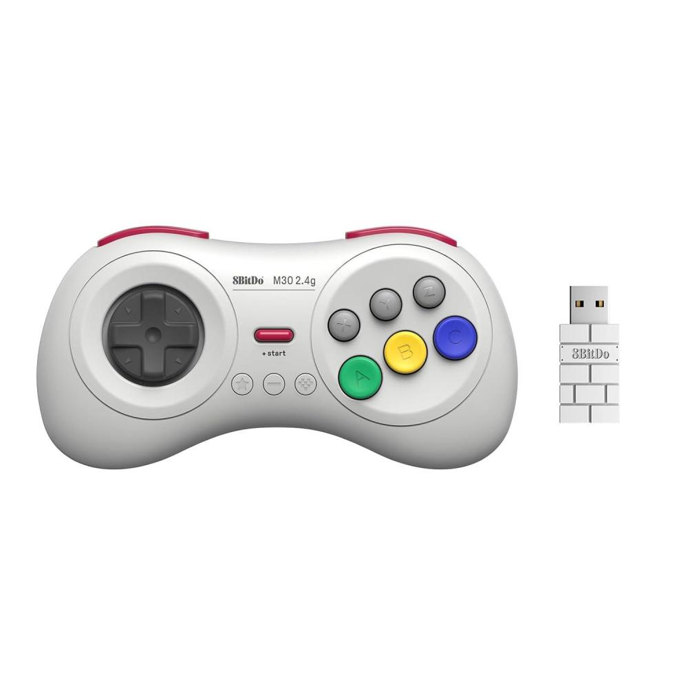 image8Bitdo M30 24G Wireless Gamepad for Sega Genesis Mini and Mega Drive Mini and Switch with 6Button Layout BlackWhite