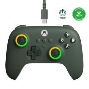 8BitDo Ultimate C Wired Controller for Xbox with Hall Effect Joysticks and Triggers, RGB Lighting Fire Ring, Compatible with Xbox Series X|S, Xbox One, Windows 10/11- Officially Licensed (Orange)(Dark Green)