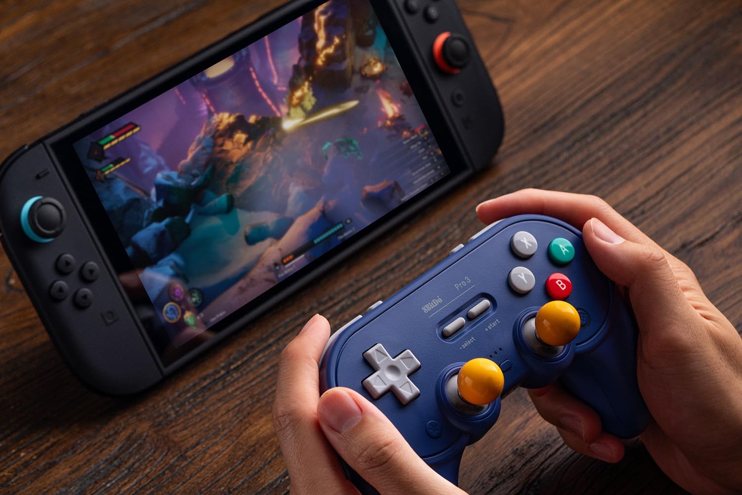 image:image8BitDo Pro 3 Bluetooth Controller for SwitchSwitch 2 TMR Joysticks Swappable ABXY Buttons Pro Back Buttons Charging Dock Hall Effect Triggers for Windows Apple SteamOS Android PurplePurple
