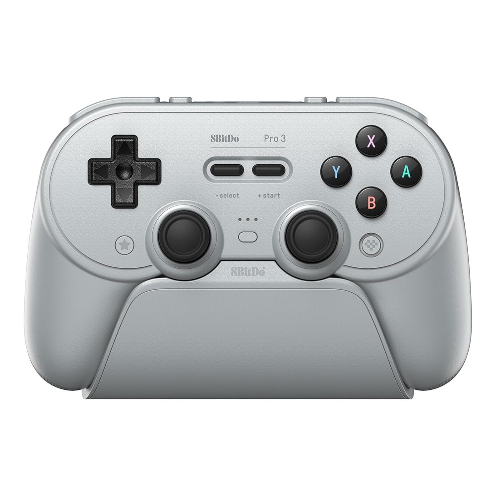 image:image8BitDo Pro 3 Bluetooth Controller for SwitchSwitch 2 TMR Joysticks Swappable ABXY Buttons Pro Back Buttons Charging Dock Hall Effect Triggers for Windows Apple SteamOS Android PurpleGray